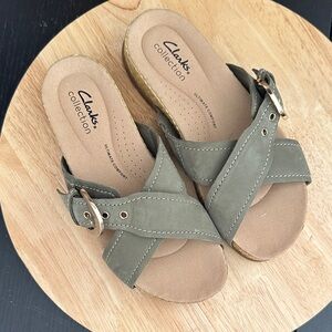 Clarks Collection Leather Slide Sandals- Reileigh May 6.5M